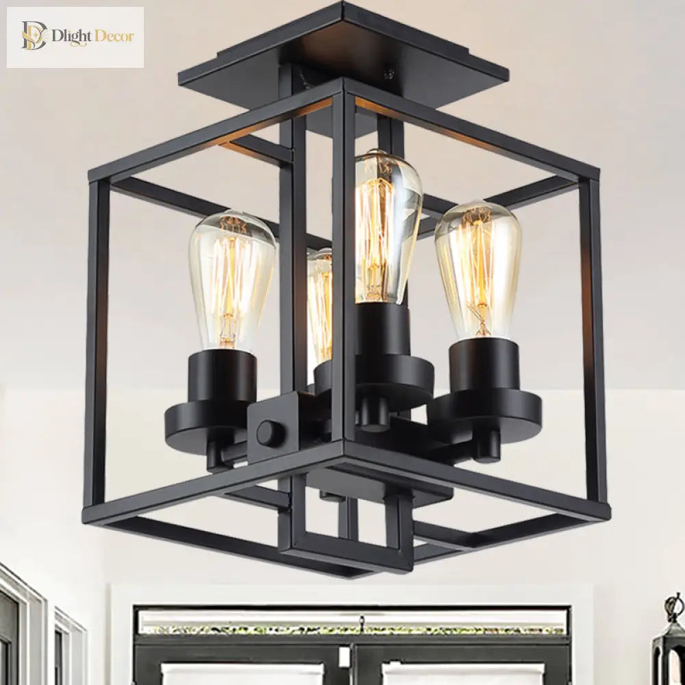 Aubrie Square Ceiling Light - Industrial Style For Modern Living Fixtures