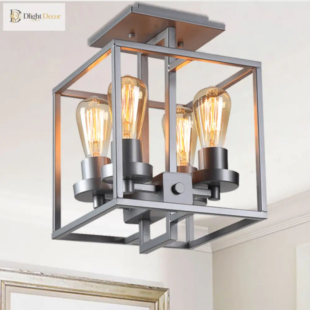 Aubrie Square Ceiling Light - Industrial Style For Modern Living Fixtures