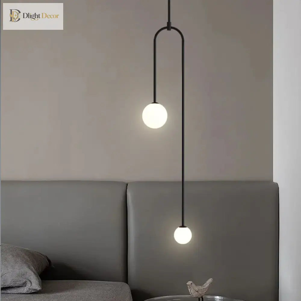 Modern Glass Ball Pendant Light - Led Bedside Hanging Lighting For Nordic Golden Luxury Decor In