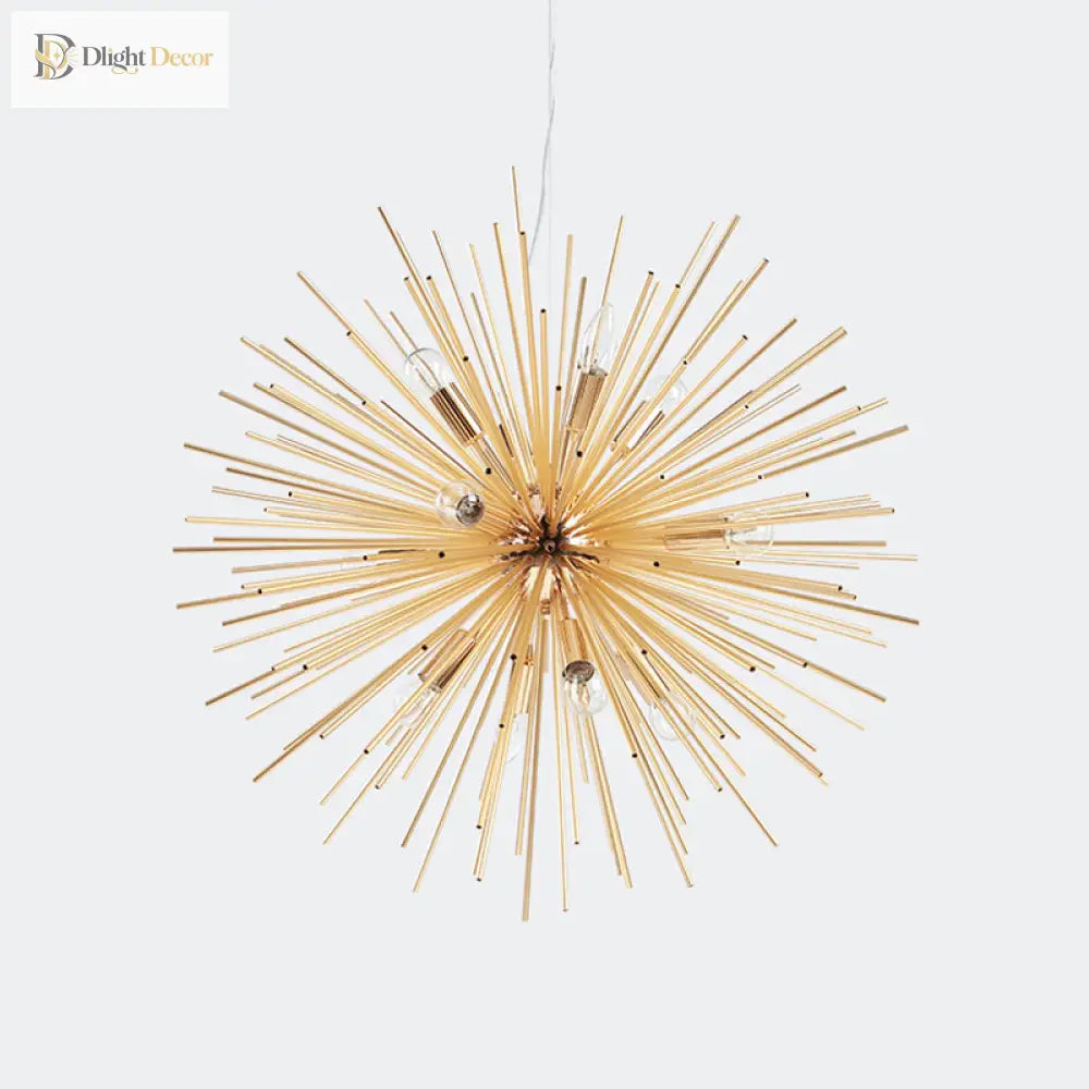 Bathe Your Space In Modern Brilliance With The Gold Metal Starburst Chandelier Pendant Light!