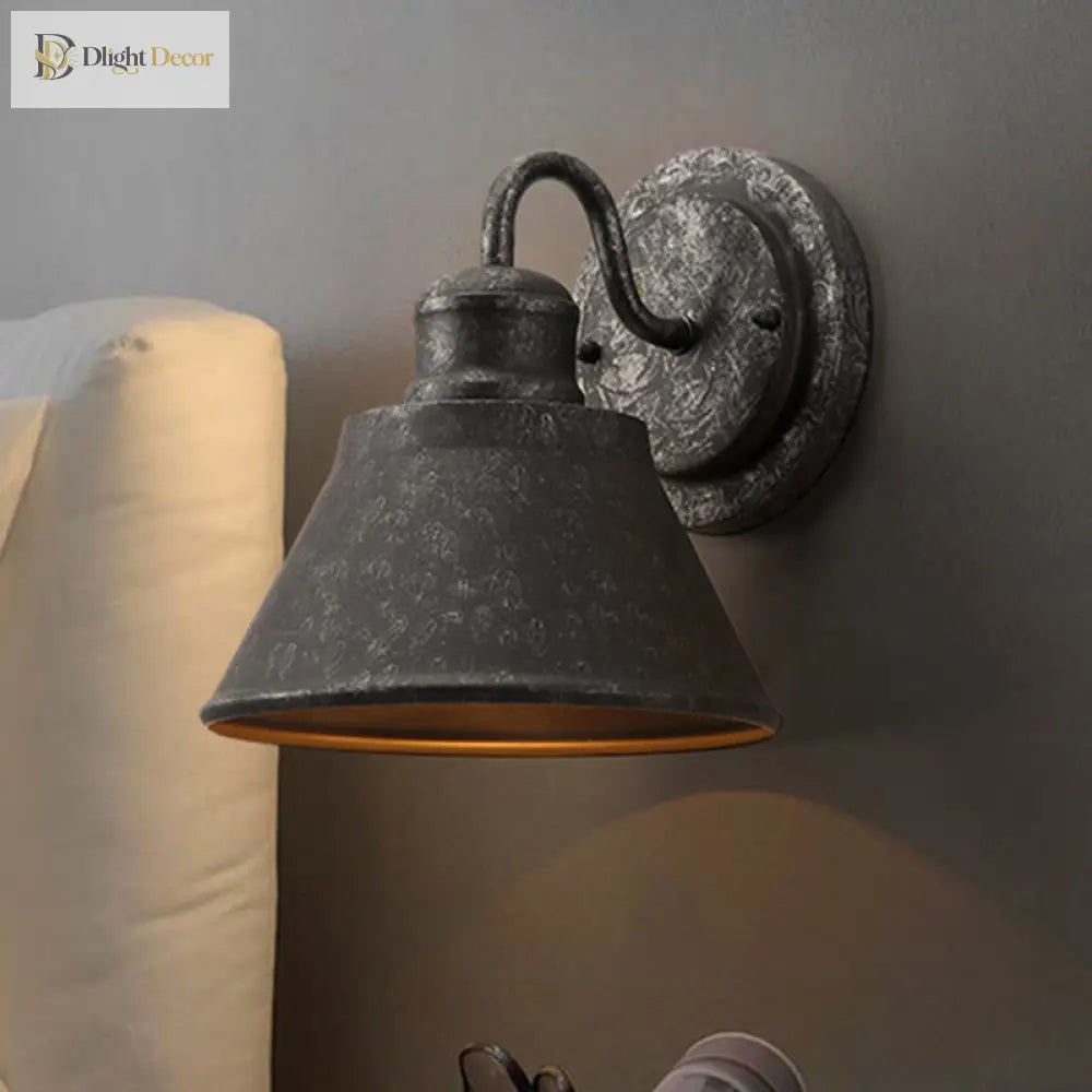Bella Silver Metal Sconce Light Cone - Industrial Bedroom Wall Lighting Wall Light