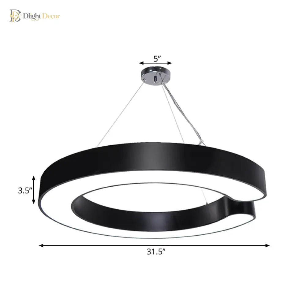 Blake’s Bold C - Curve: Modern Led Pendant Lamp In Black Or White Ceiling Light