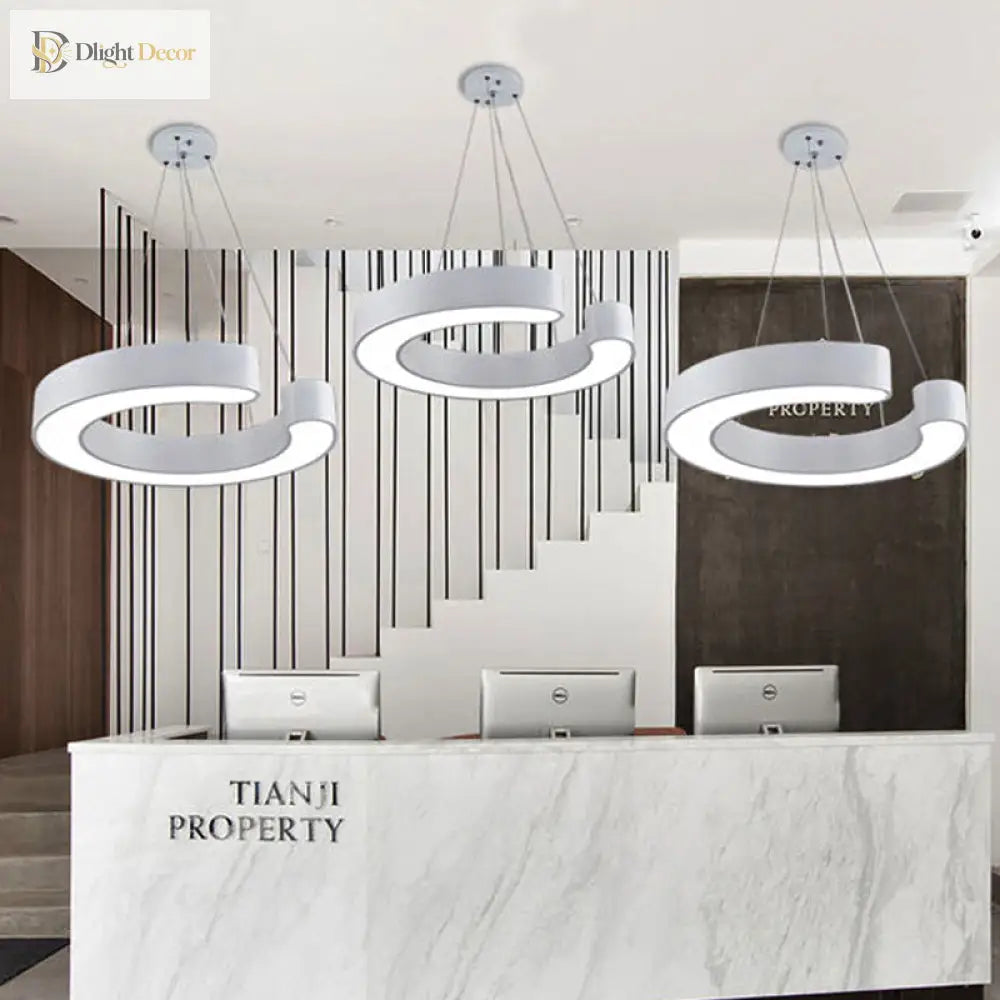 Blake’s Bold C - Curve: Modern Led Pendant Lamp In Black Or White Ceiling Light