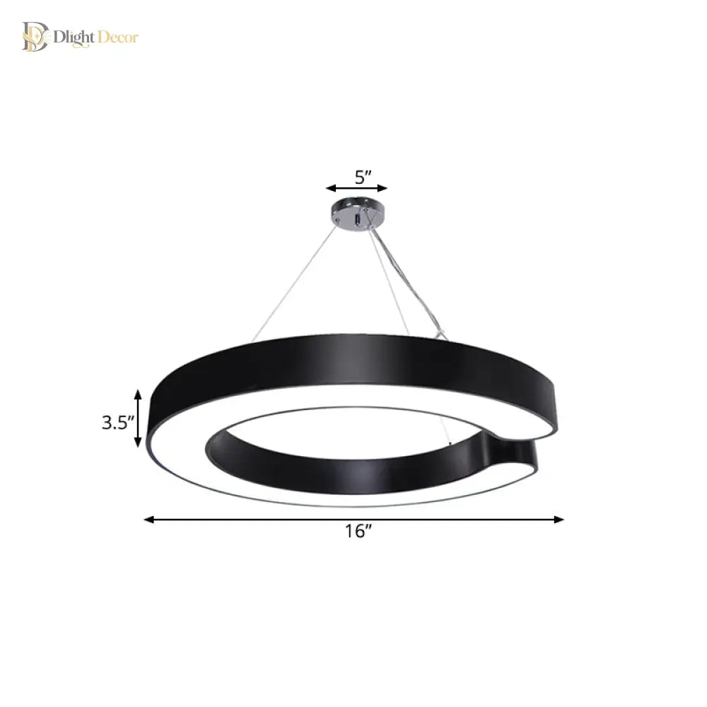 Blake’s Bold C - Curve: Modern Led Pendant Lamp In Black Or White Ceiling Light