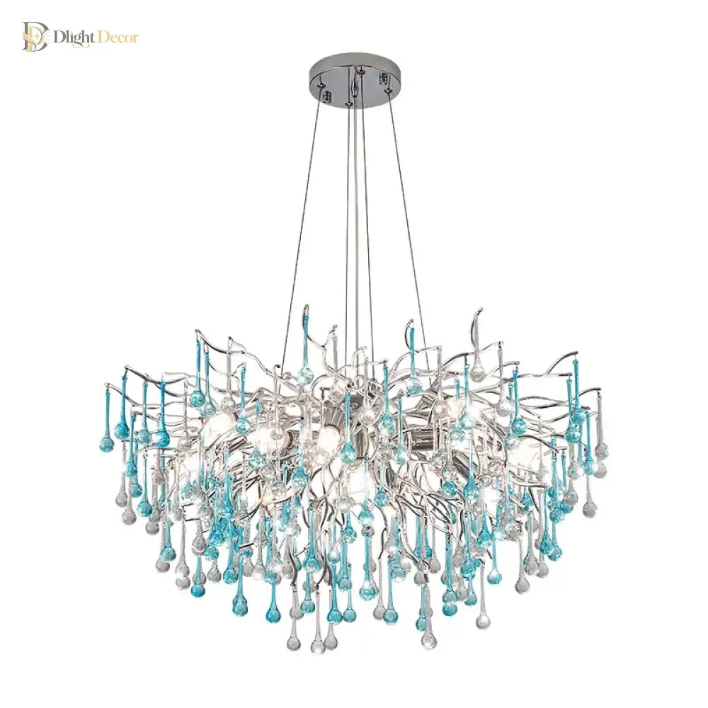 Blue Water-Drop Crystal Chandelier – product view 4