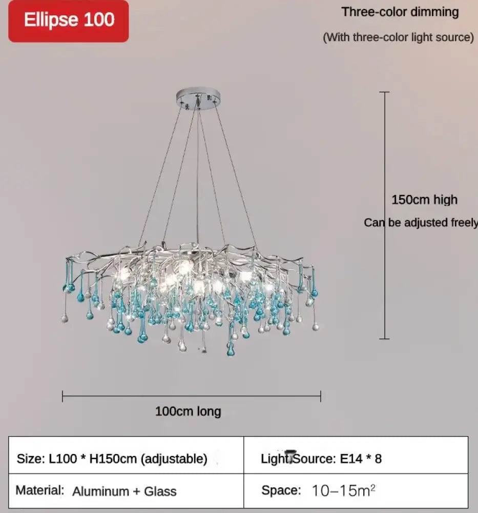 Blue Water-Drop Crystal Chandelier – configuration option 8