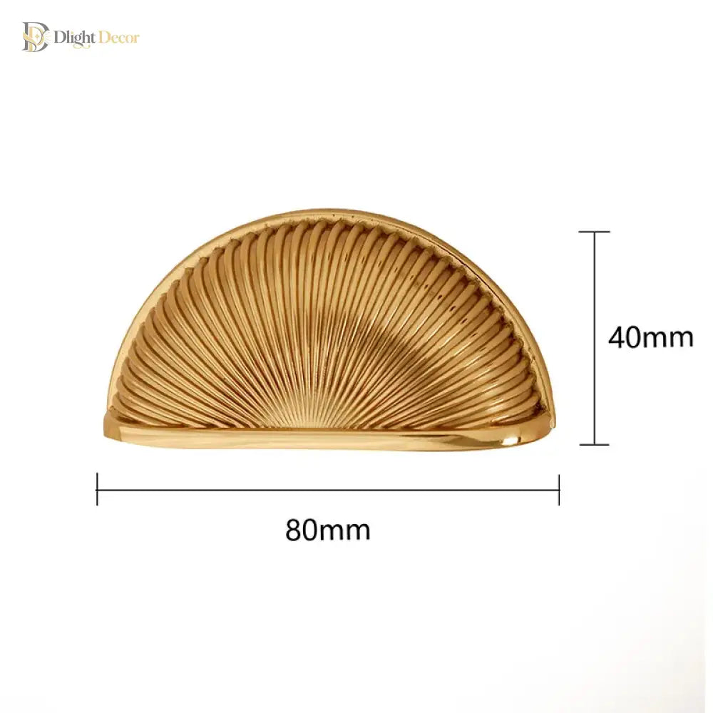 Brass Shell Drawer Knobs – Nordic Antique Round Cabinet Handles for TV Stands and Wine Cases 80x40mm knob