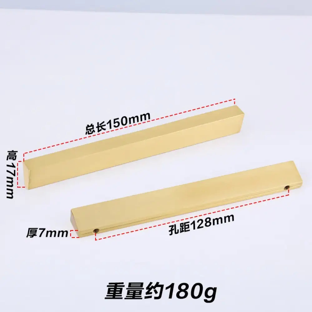 Brass Trapezoidal Cabinet Handles - High-End Golden Drawer Pulls for Wardrobes and Furniture Brass-128mm Handles