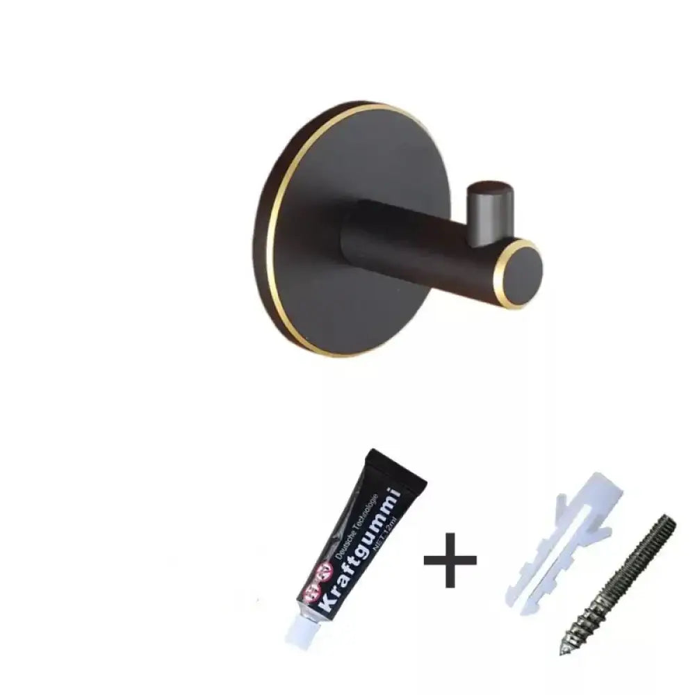 Brass Wall Hook – Gold and Black Towel Hanger for Bathroom Kitchen and Bedroom Storage black with gold 1 wall Hook