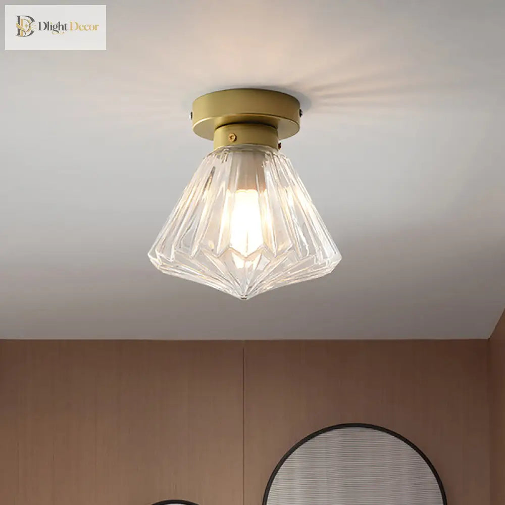 Brielle Modern Brass Flush Mount - Prismatic Elegance** Ceiling Light