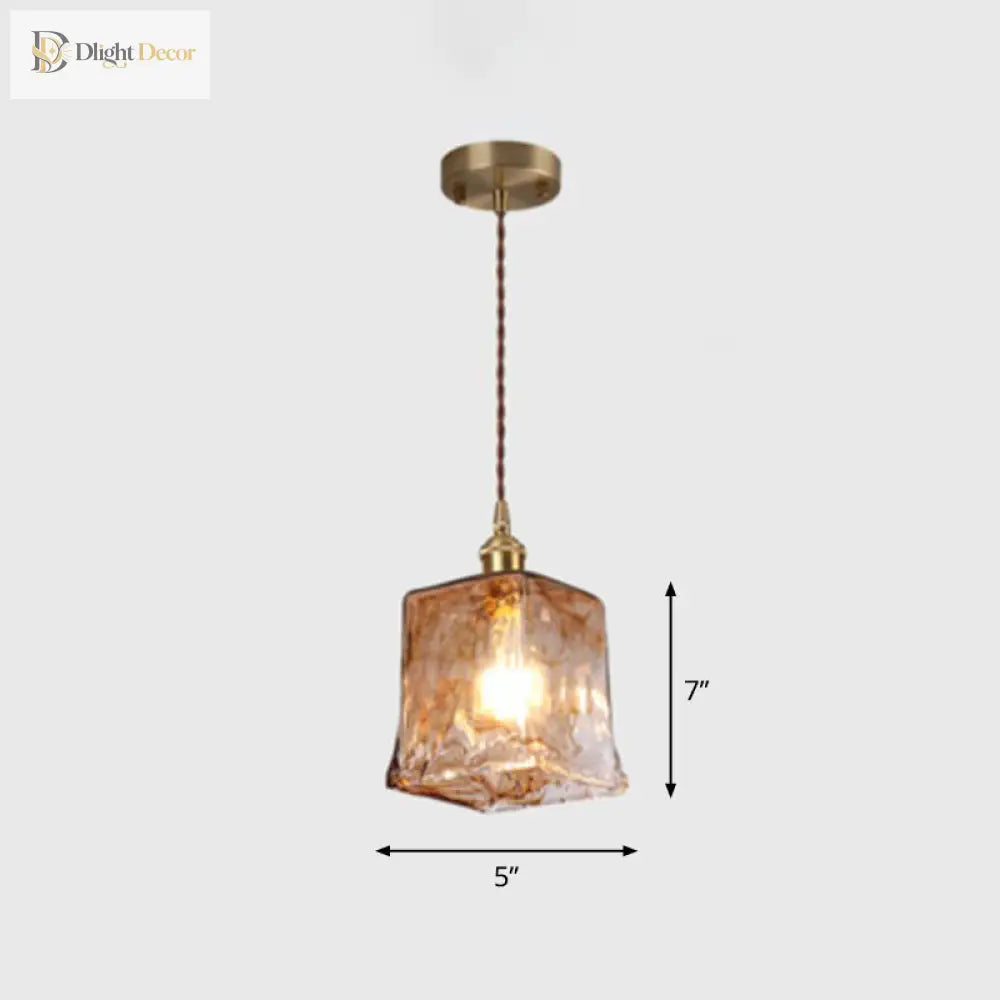Brooklyn Shaded Pendant Light - Brown Glass Brass Hanging For Dining Rooms