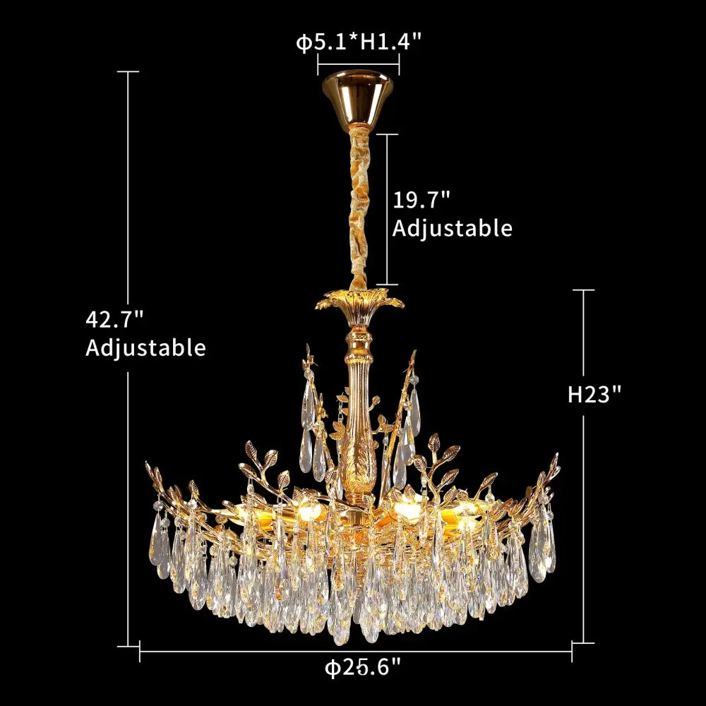 Camille Gold Branch Crystal Chandelier Diameter 65cm / Warm White / United States chandelier