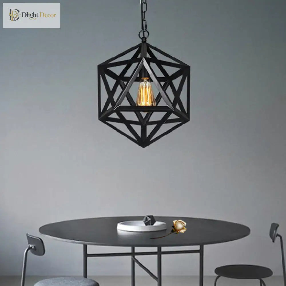 Captivating Geometry Meets Industrial Charm: The Geometric Hanging Lamp