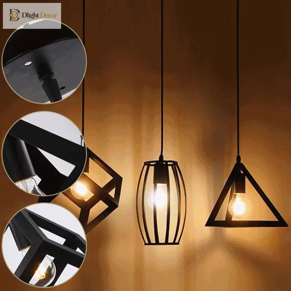 Catherine - Adjustable Industrial Pendant Light With Metal Cage (Various Shapes)