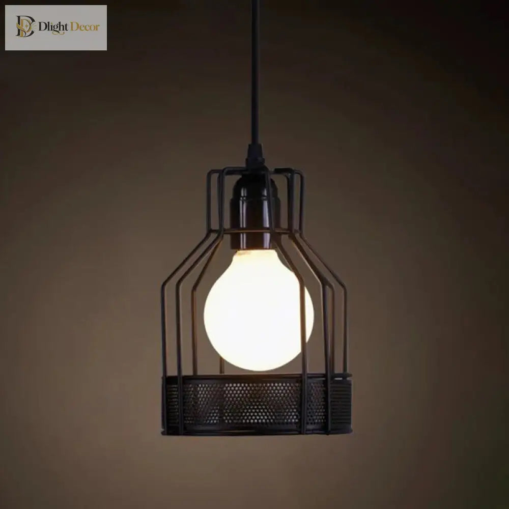 Catherine - Adjustable Industrial Pendant Light With Metal Cage (Various Shapes)