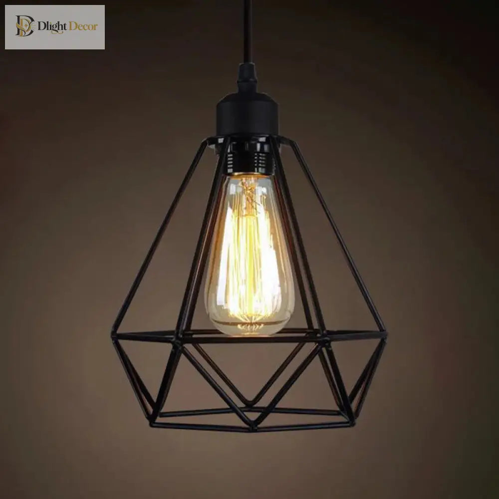Catherine - Adjustable Industrial Pendant Light With Metal Cage (Various Shapes)