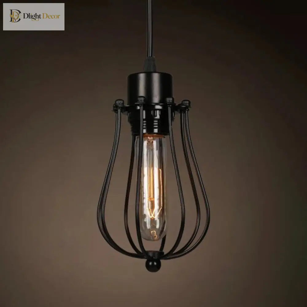 Catherine - Adjustable Industrial Pendant Light With Metal Cage (Various Shapes)