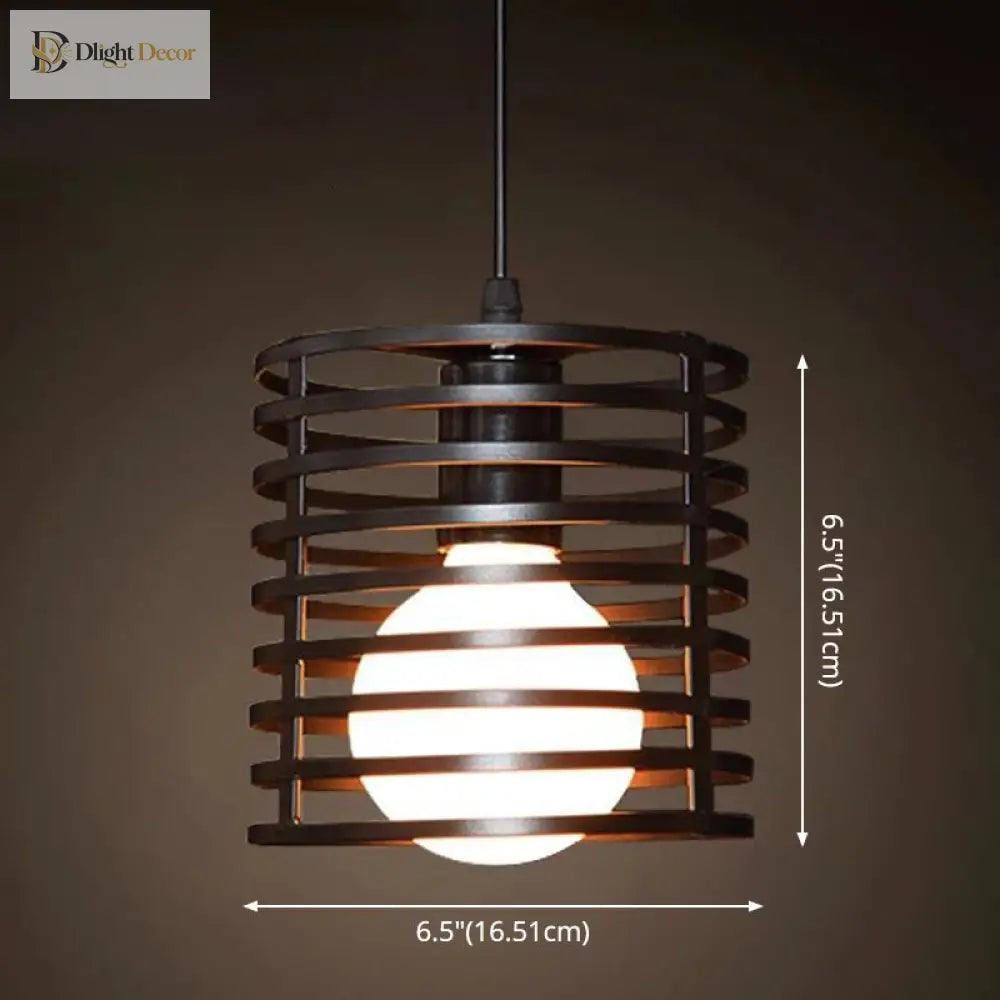 Catherine - Adjustable Industrial Pendant Light With Metal Cage (Various Shapes)