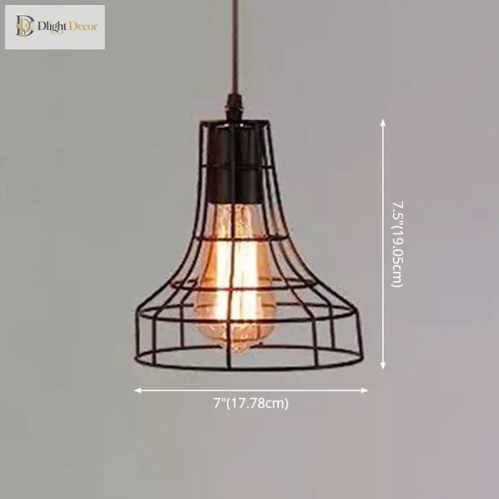 Catherine - Adjustable Industrial Pendant Light With Metal Cage (Various Shapes)