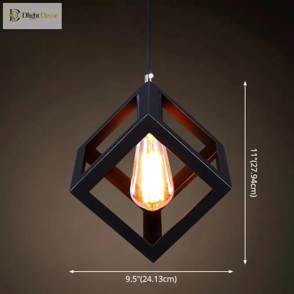 Catherine - Adjustable Industrial Pendant Light With Metal Cage (Various Shapes)