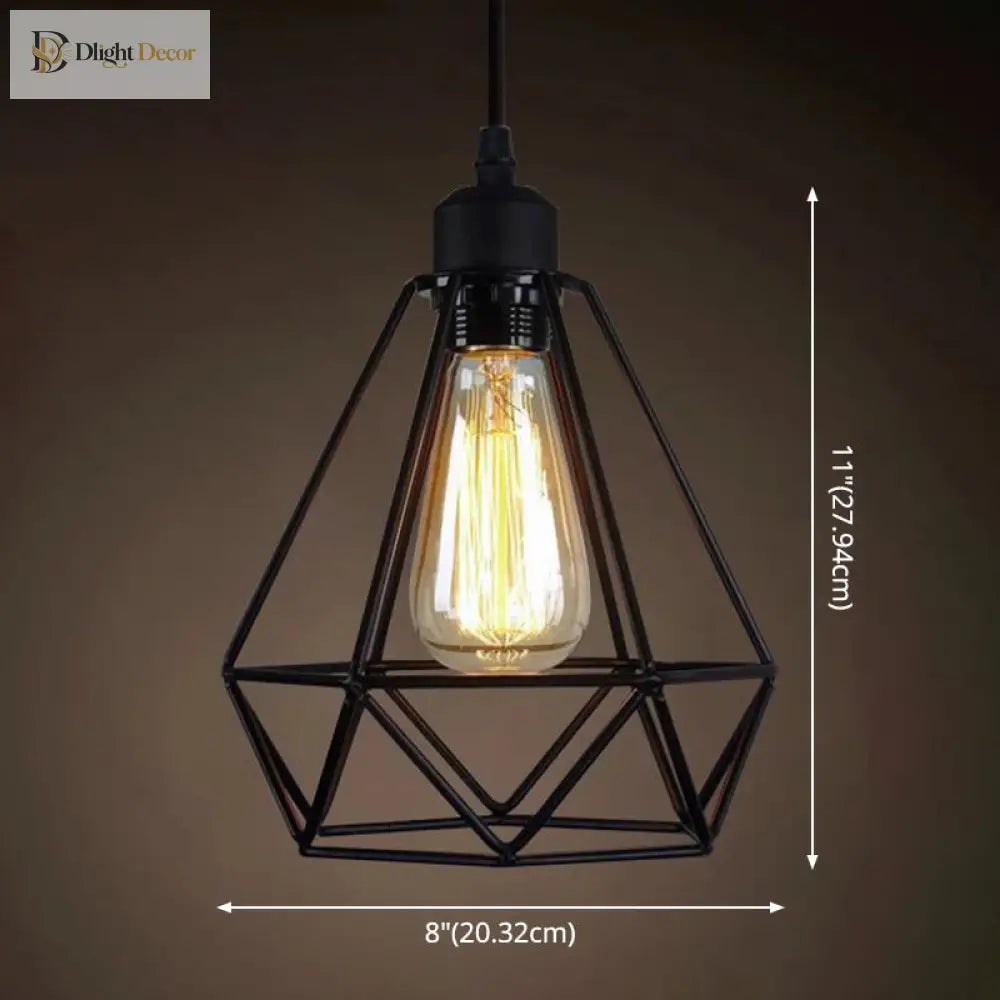 Catherine - Adjustable Industrial Pendant Light With Metal Cage (Various Shapes)