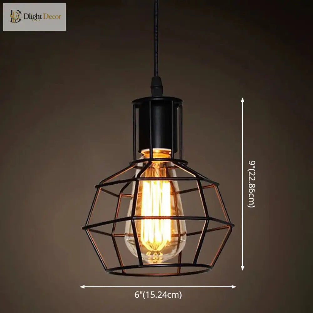 Catherine - Adjustable Industrial Pendant Light With Metal Cage (Various Shapes)