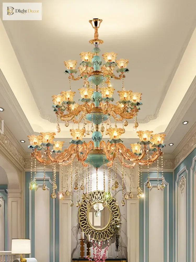 European - Style Duplex Building Chandelier - Elegance For Living Rooms Hotels And Ceramic