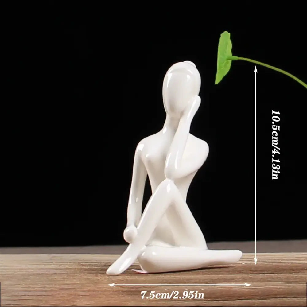 Ceramic Yoga Pose Figurine – Abstract Lady Sculpture in 12 Styles for Home & Studio Decor White I Homedecor