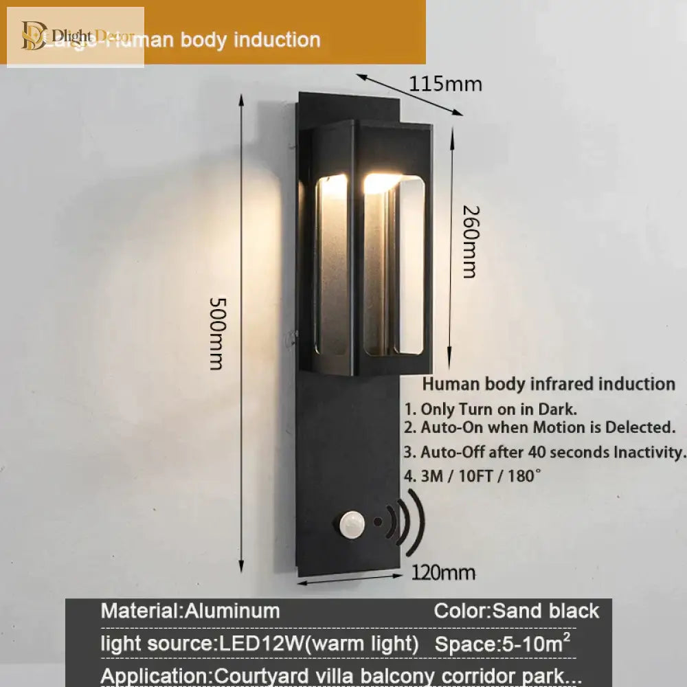 Charlotte’s Ip67 Waterproof Outdoor Led Wall Light With Motion Sensor - Stylish Garden And Porch