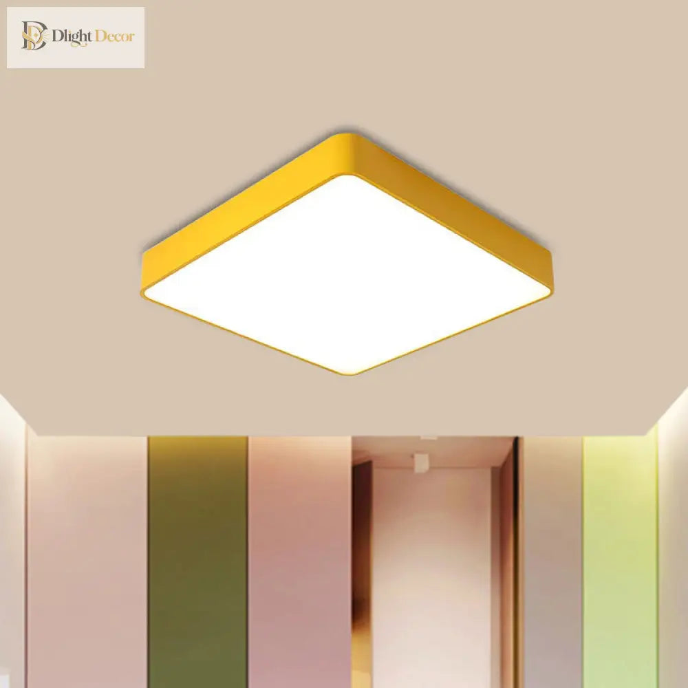 Cheerful Square Light For Kids’ Rooms: Led Flush Mount Fixture