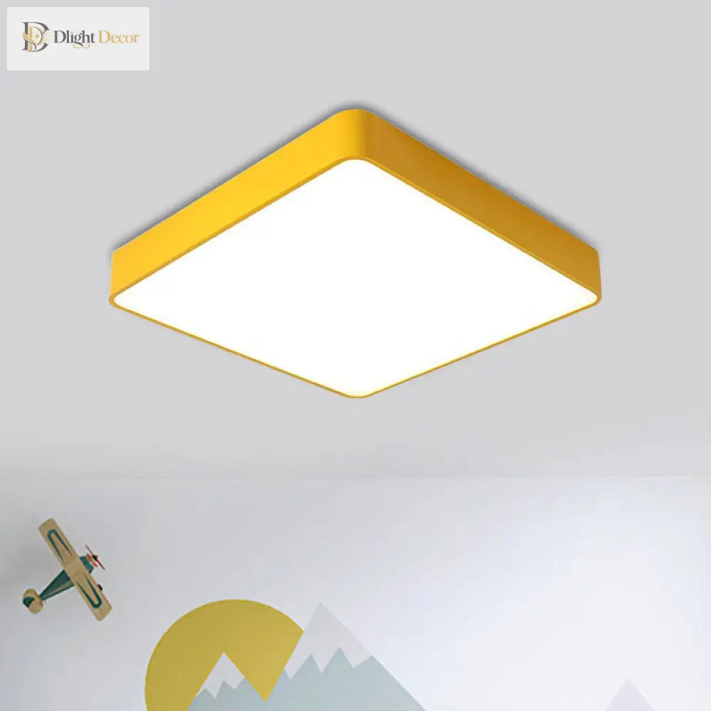 Cheerful Square Light For Kids’ Rooms: Led Flush Mount Fixture