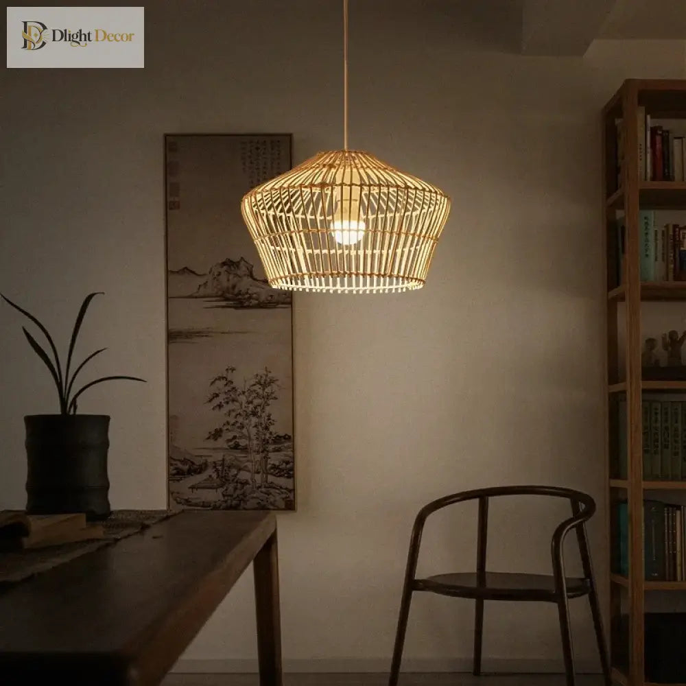Chinoiserie Rattan Pendant Light - Vintage Double - Layer Design For Kitchen Dining And Hotel Decor