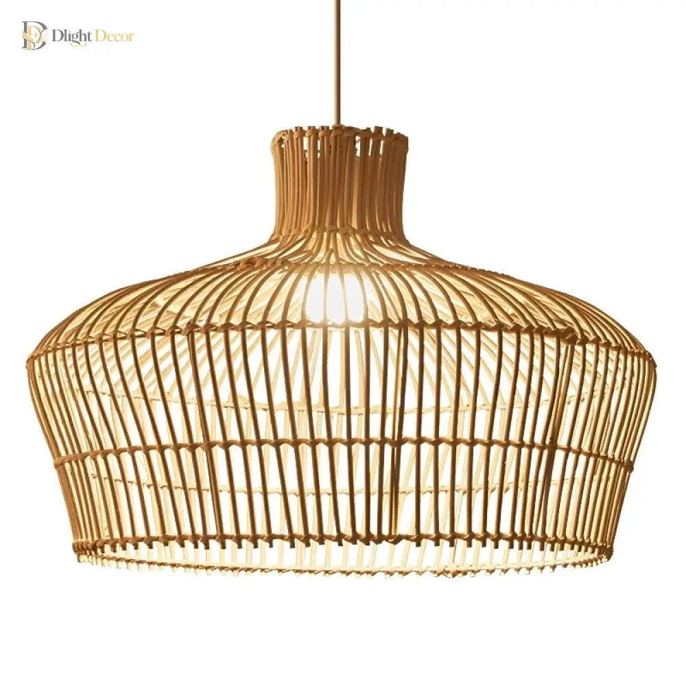Chinoiserie Rattan Pendant Light - Vintage Double - Layer Design For Kitchen Dining And Hotel Decor