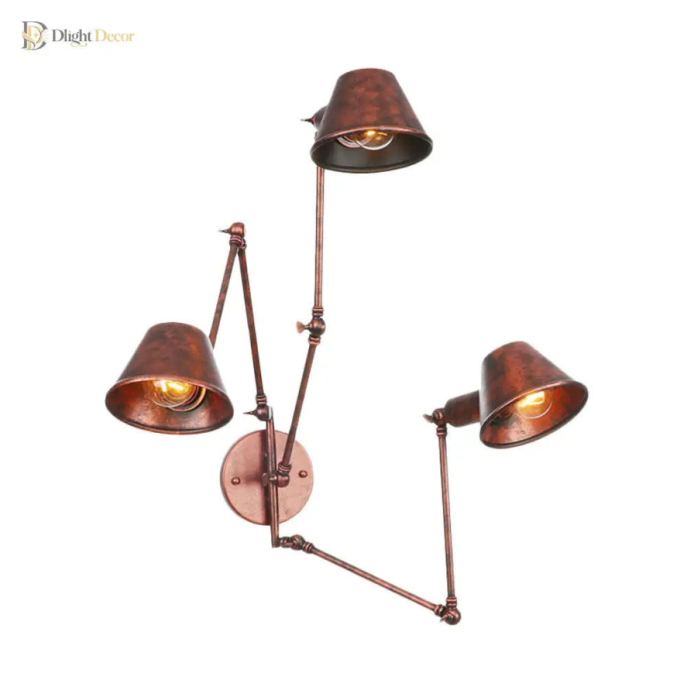Piper - Adjustable Industrial Sconce With Metal Cone Shade (2 Or 3 Bulbs)