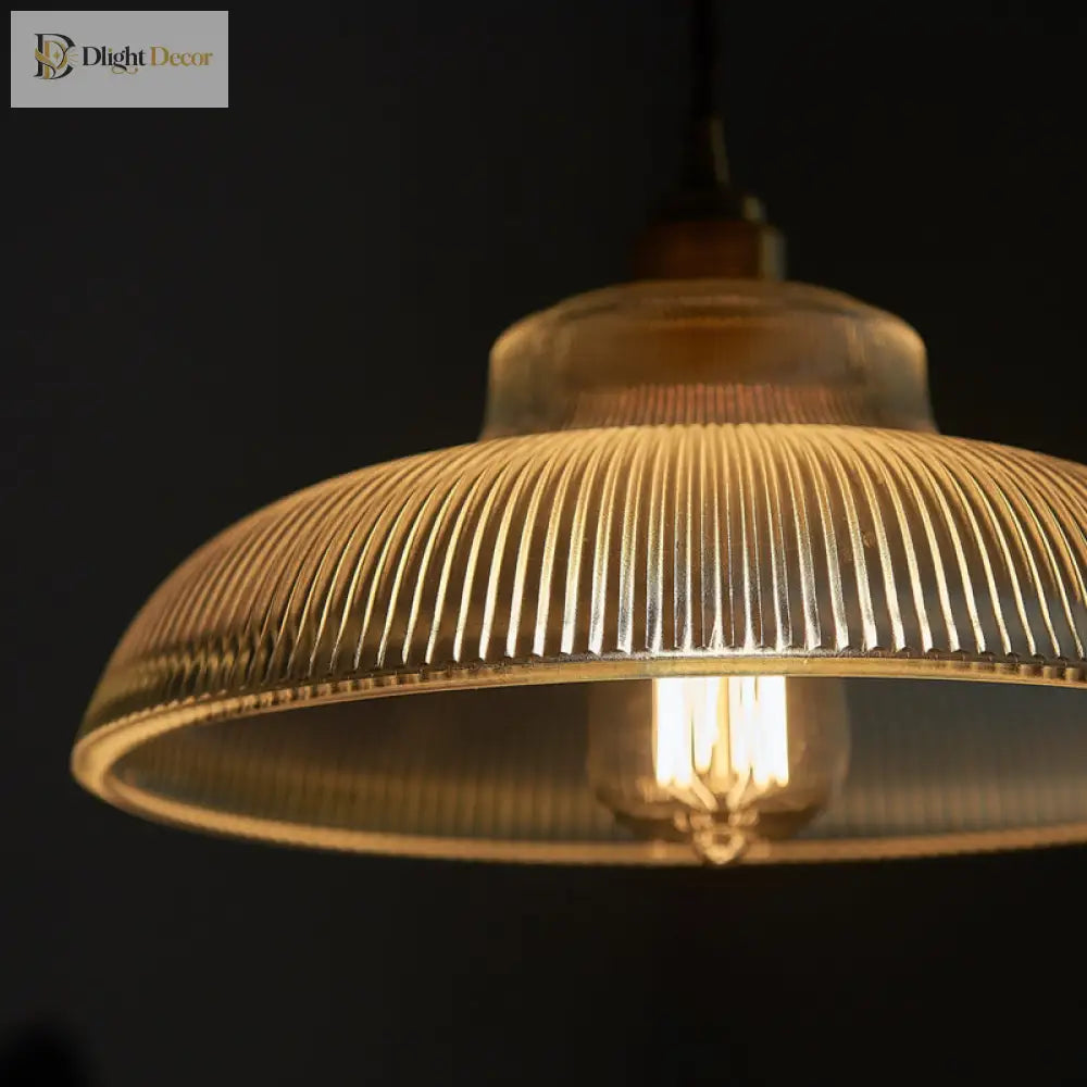 Clara’s Ribbed Glass Pendant: Vintage Charm With Warm Glow