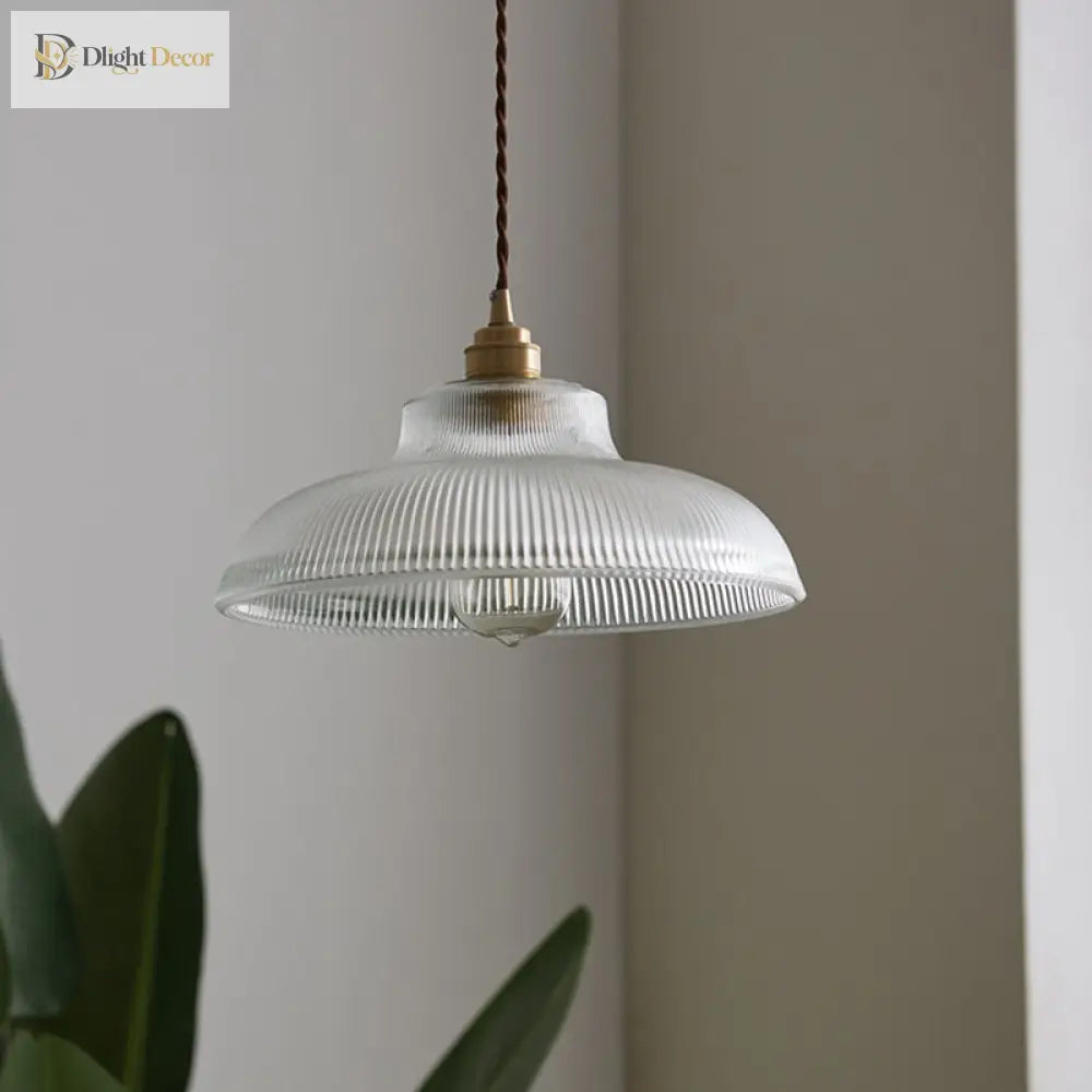 Clara’s Ribbed Glass Pendant: Vintage Charm With Warm Glow