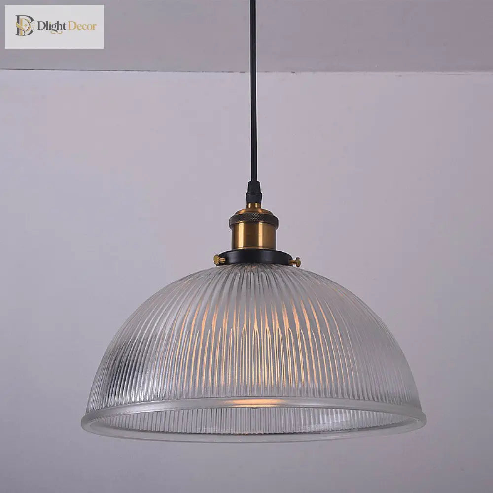Monroe - Industrial Clear Ribbed Glass Pendant Light