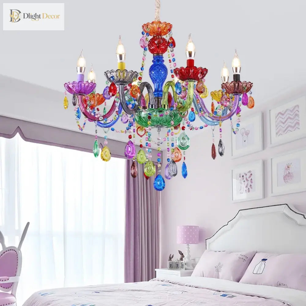 Colorful Crystal Chandeliers - European Style Rural Decoration For Restaurants Coffee Shops And