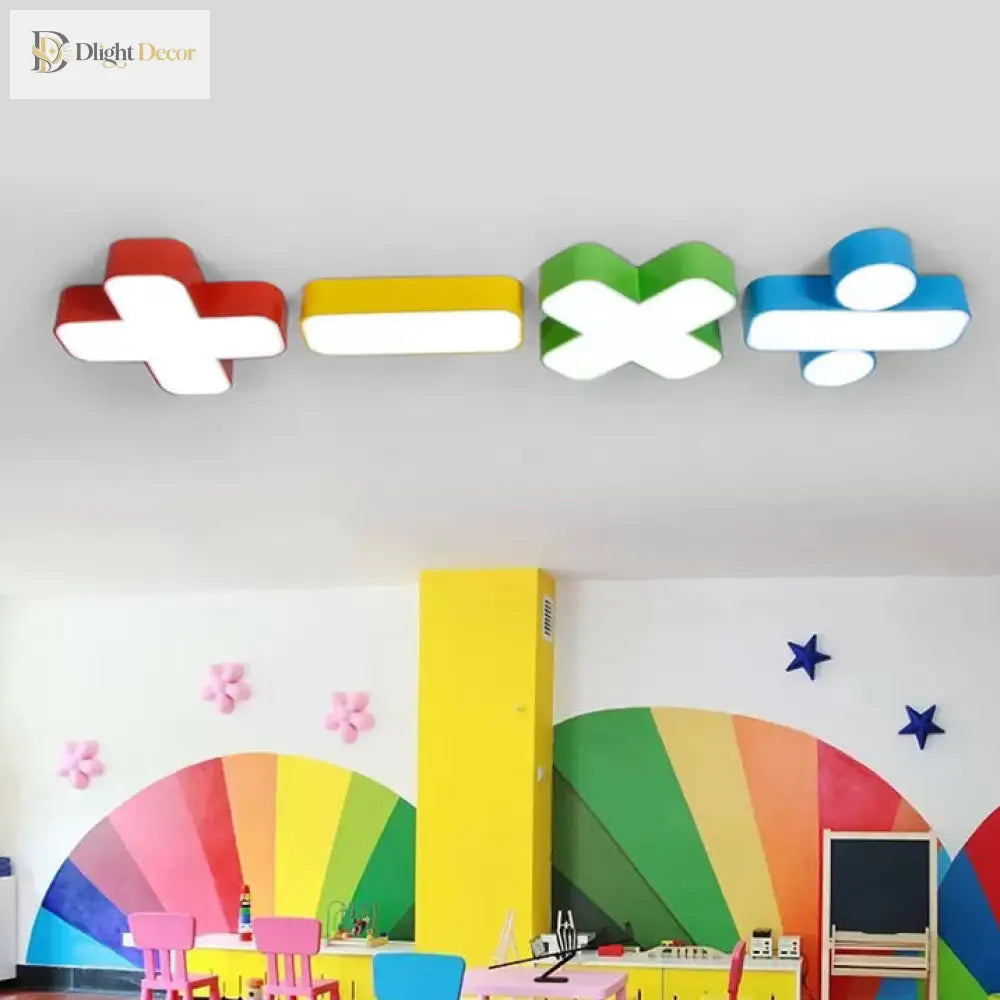 Colorful Symbol Shade Ceiling Light - Fun Led Kids Fixture For Bedrooms And Playrooms