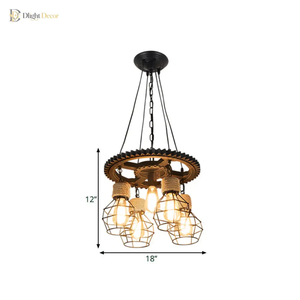 Cora Iron Antique Style Pendant Light - 5/7 - Head With Wire Guard
