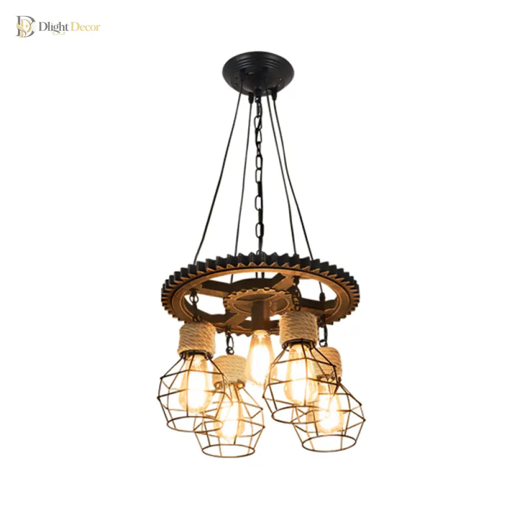 Cora Iron Antique Style Pendant Light - 5/7 - Head With Wire Guard