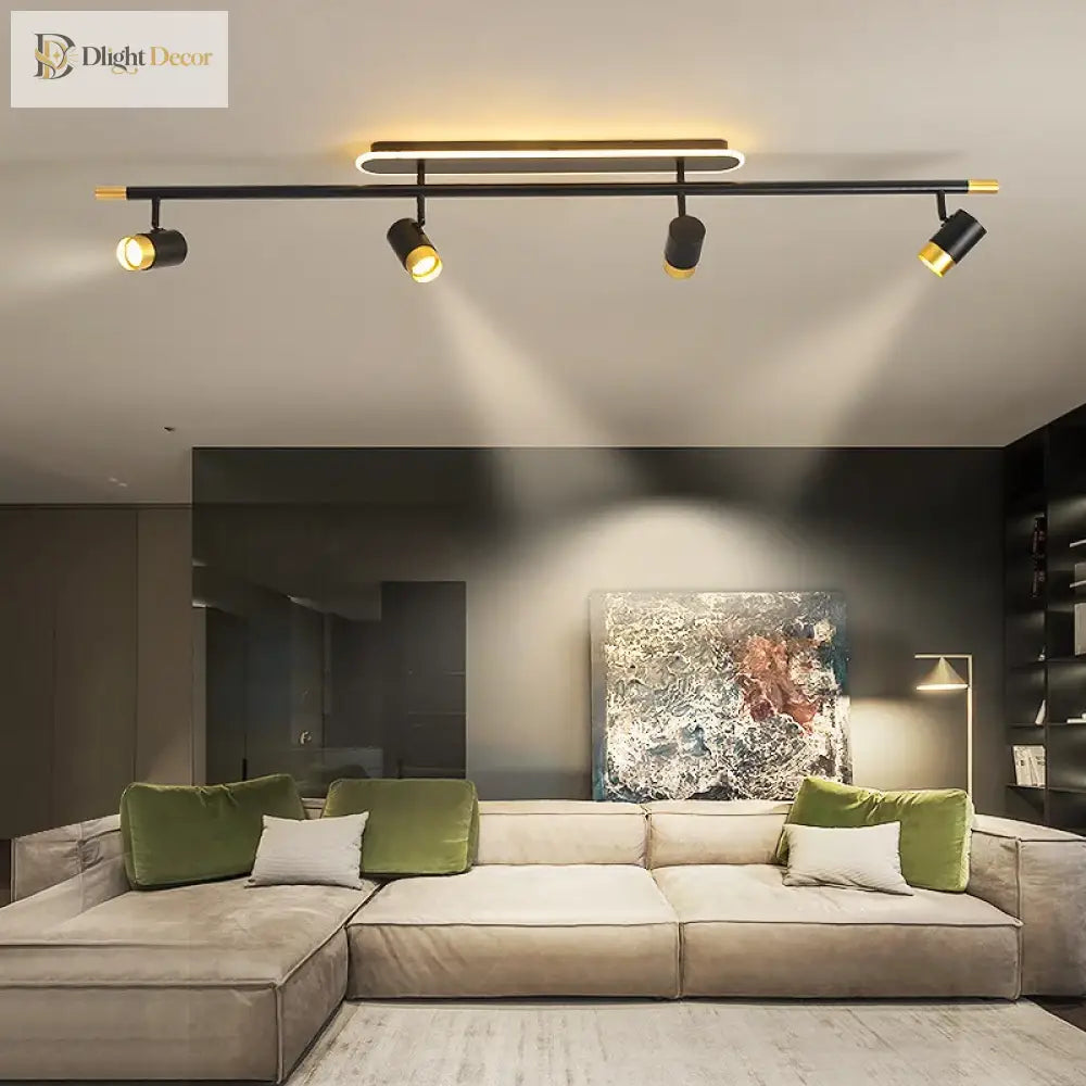 Corridor Led Chandelier With Spotlights - Nordic Strip Ceiling Lamp Perfect For Living Room Bedroom