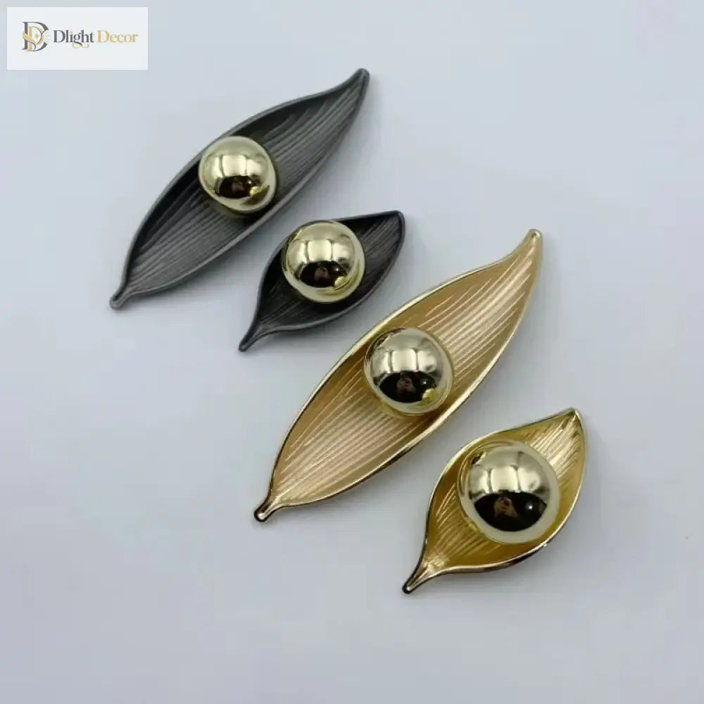 Creative Leaf Ball Zinc Alloy Furniture Handle – Gold Knob for Modern Elegance Knobs
