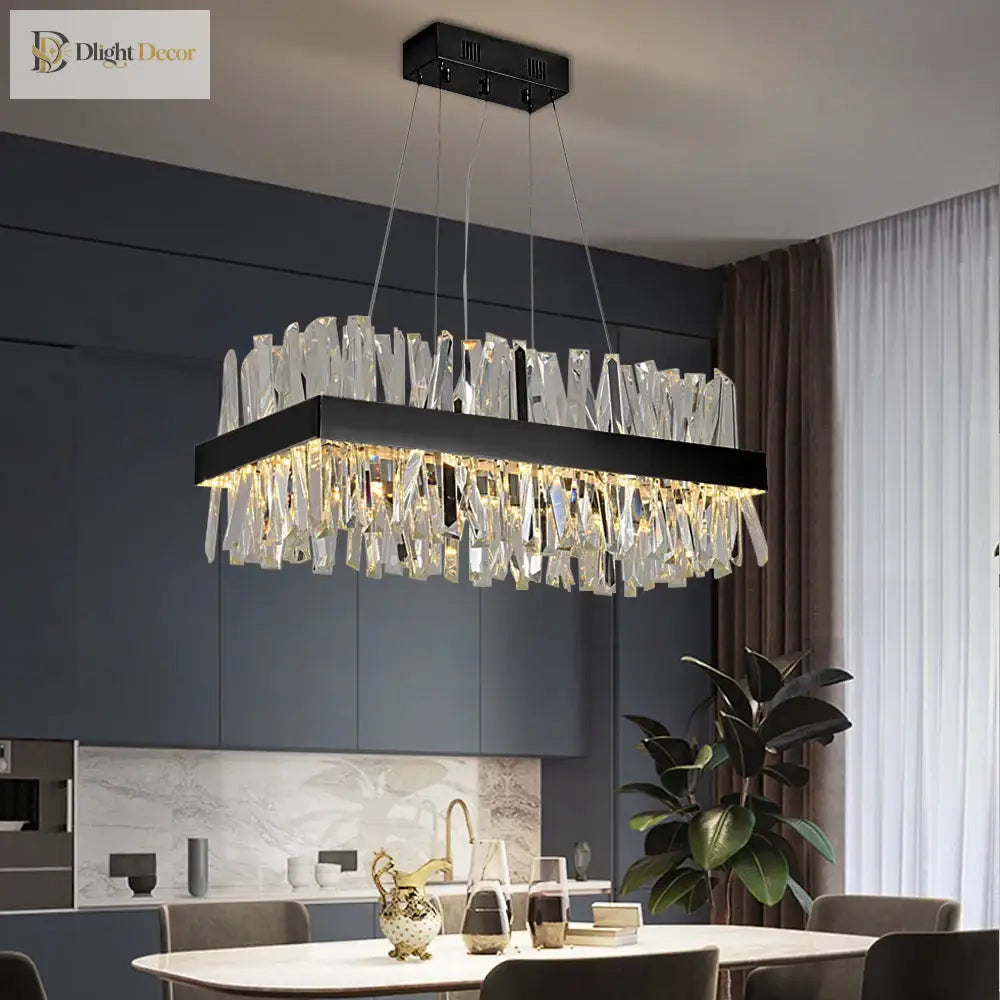 Luxury Crystal Hanging Chandelier For Dining Room And Kitchen Island – Choose Chrome Or Gold