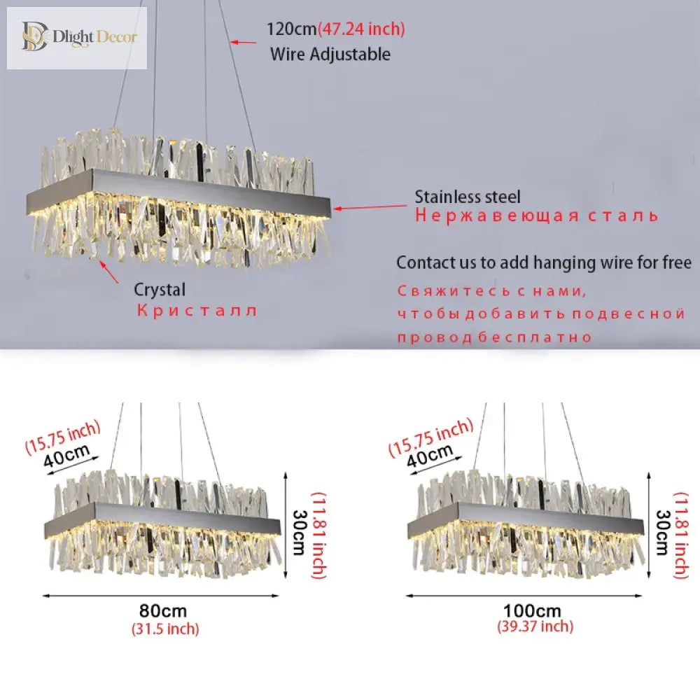 Luxury Crystal Hanging Chandelier For Dining Room And Kitchen Island – Choose Chrome Or Gold