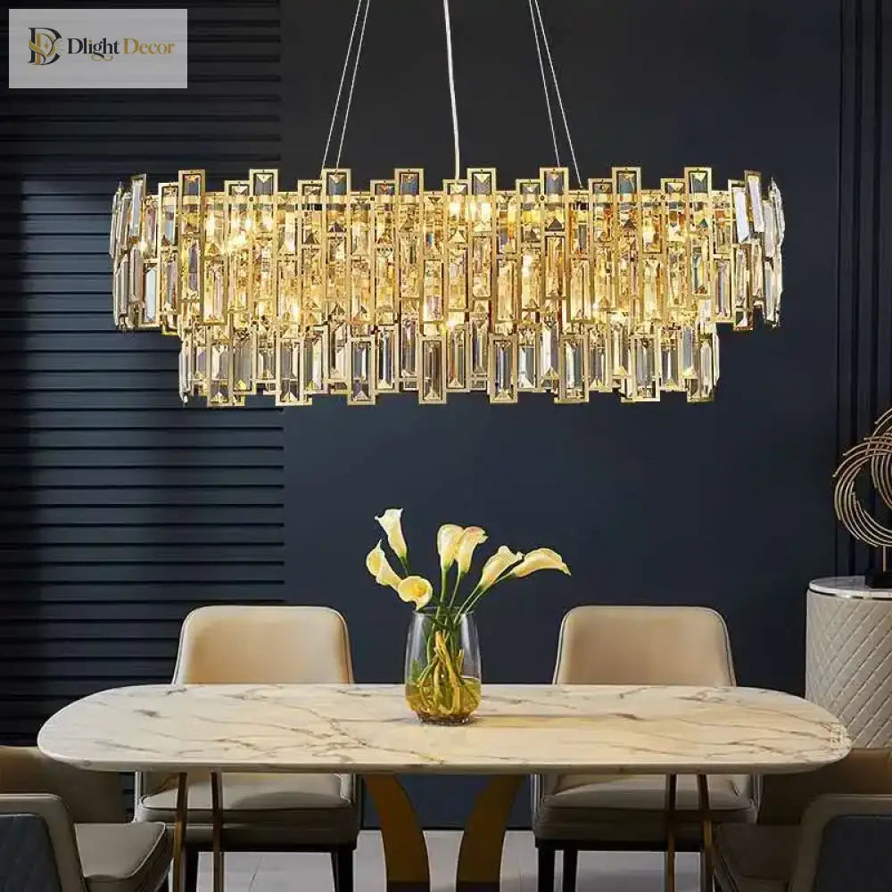 Luxury Golden Crystal Led Ceiling Lamp - Modern Round Chandelier For Dining And Living Rooms