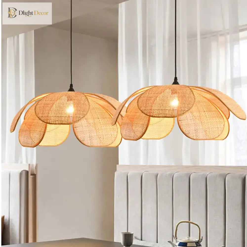 Designer Handmade Rattan Flower Chandelier - Rustic Elegance For Your Living And Dining Spaces