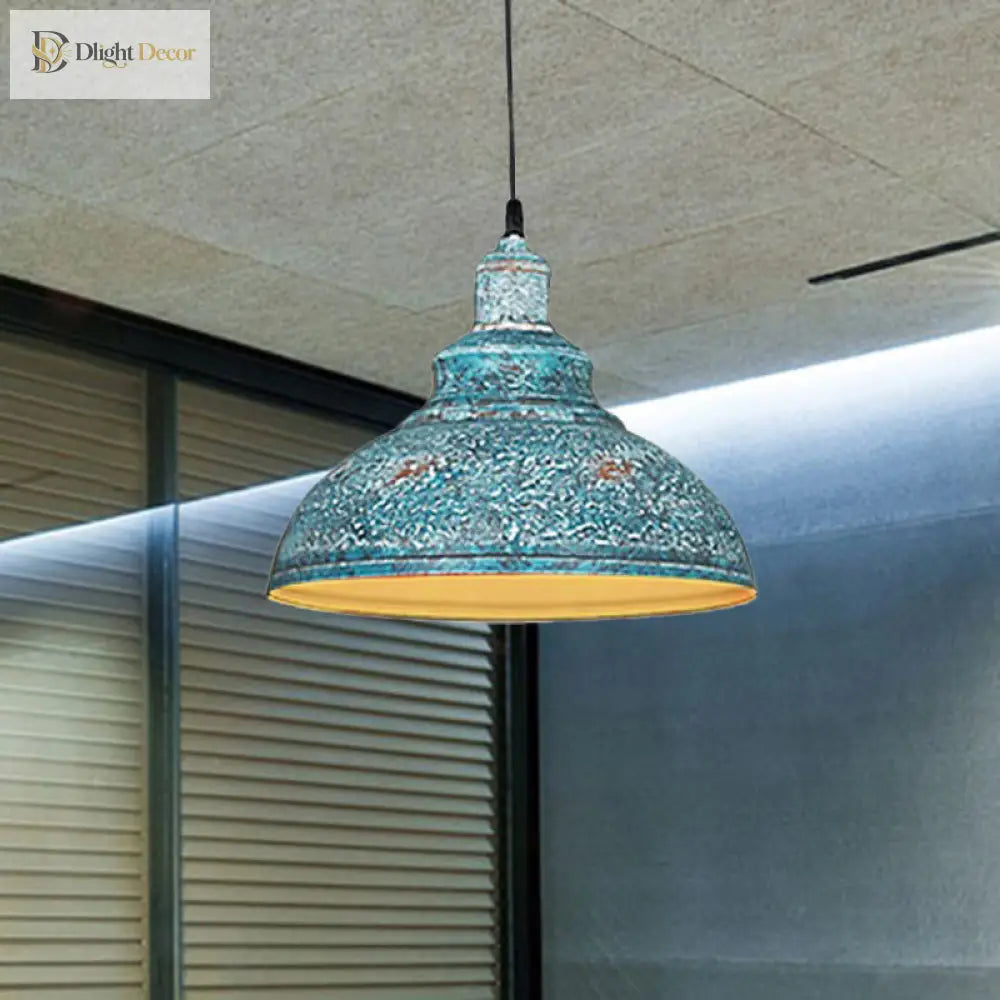 Diana’s Industrial Charm: Blue/Rust Metal Barn Pulley Pendant Lamp Lights