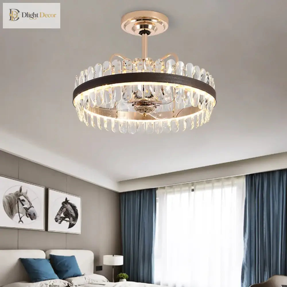 Dimmable Led Crystal Oval Ceiling Chandeliers - Black Leather Luxury Lustres For Dining Room Decor