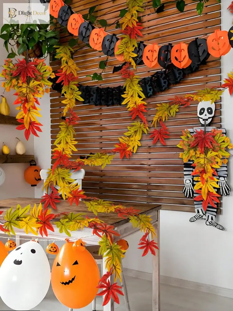 Dlight Decor 200cm Fall Maple Leaf Garland for Autumn and Halloween Decor